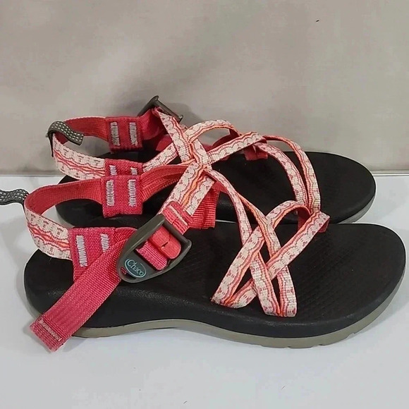 Girls Chaco ZX/1 Dual Strap Cloud Sandals, Black/Pink, Size 3, Pre-Owned - Picture 3 of 12